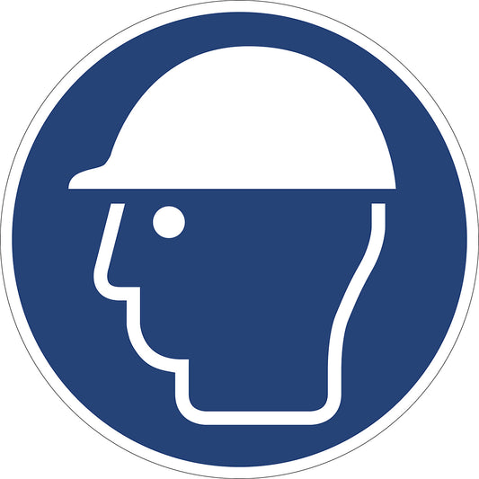 Mandatory signs, use head protection, pack of 10, aluminium, Ø 200 mm.