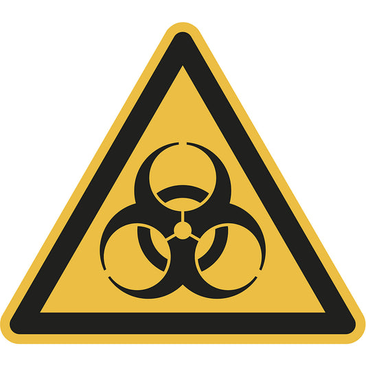 Hazard signs, hazard: biological hazard, pack of 10, 100 mm leg length.