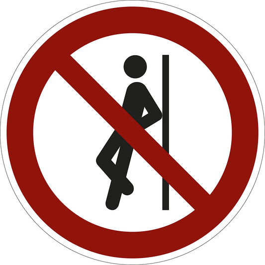 Prohibition sign, no leaning against, pack of 10, plastic, Ø 200 mm.