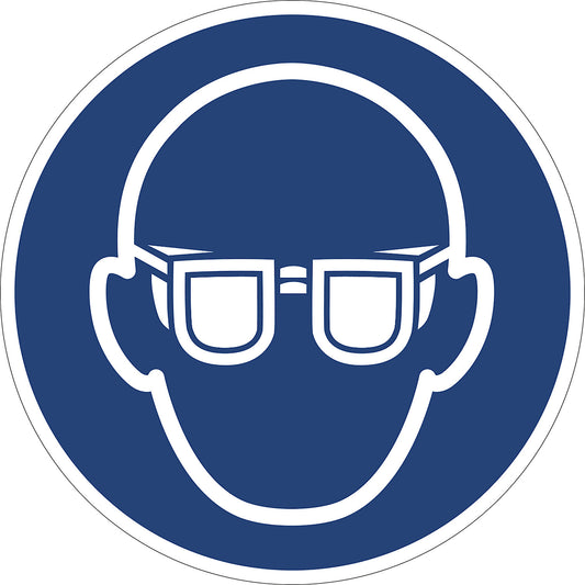Mandatory signs, wear eye protection, pack of 10, film, Ø 100 mm.