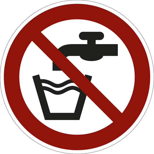 Prohibition sign, no drinking water, pack of 10, aluminium, Ø 100 mm.