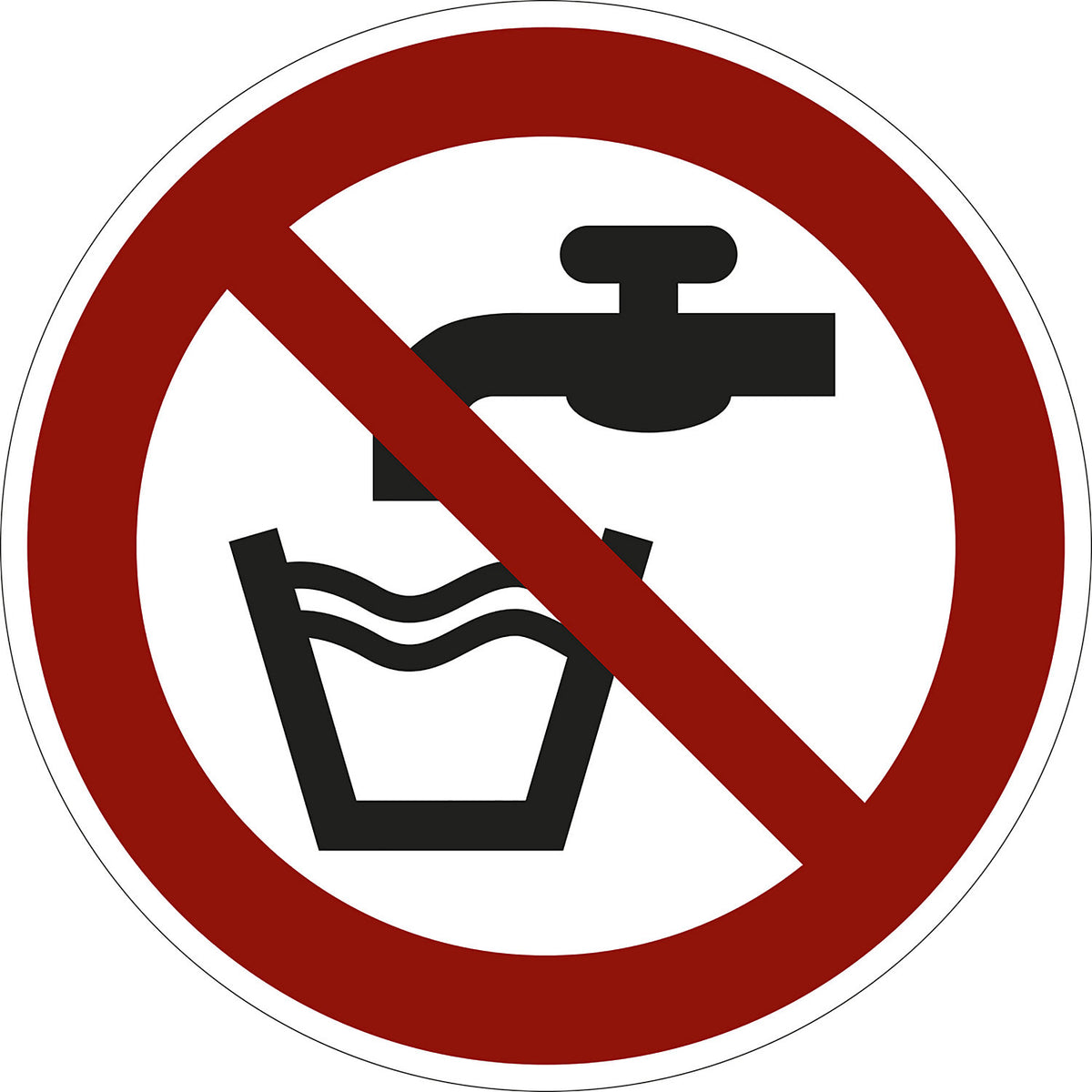 Prohibition sign, no drinking water, pack of 10, aluminium, Ø 100 mm.