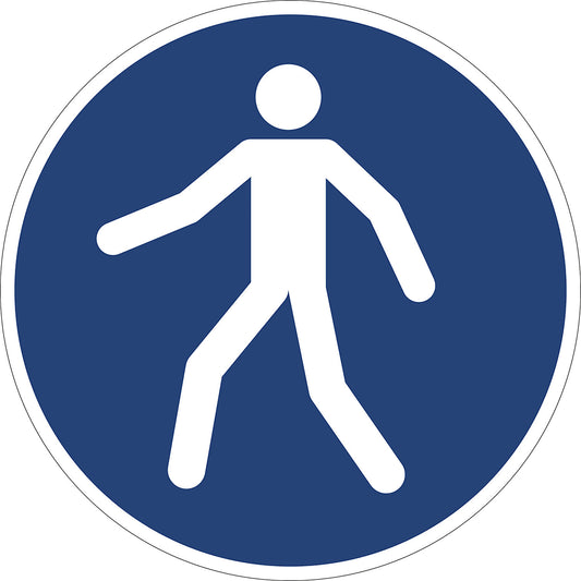 Mandatory signs, use this walkway, pack of 10, film, Ø 100 mm.