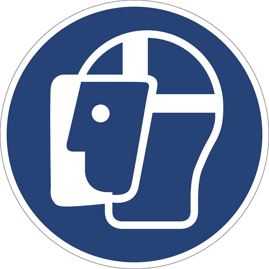 Mandatory signs, wear face shield, pack of 10, film, Ø 200 mm.