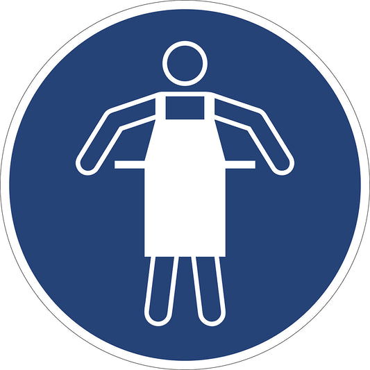 Mandatory signs, use protective apron, pack of 10, film, Ø 100 mm.