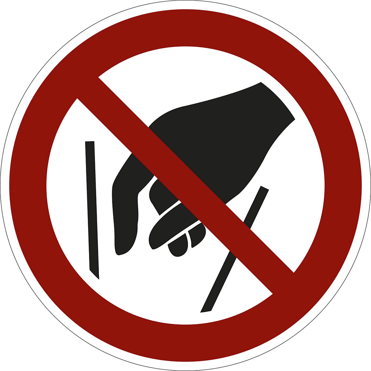 Prohibition sign, no reaching in, pack of 10, film, Ø 200 mm.