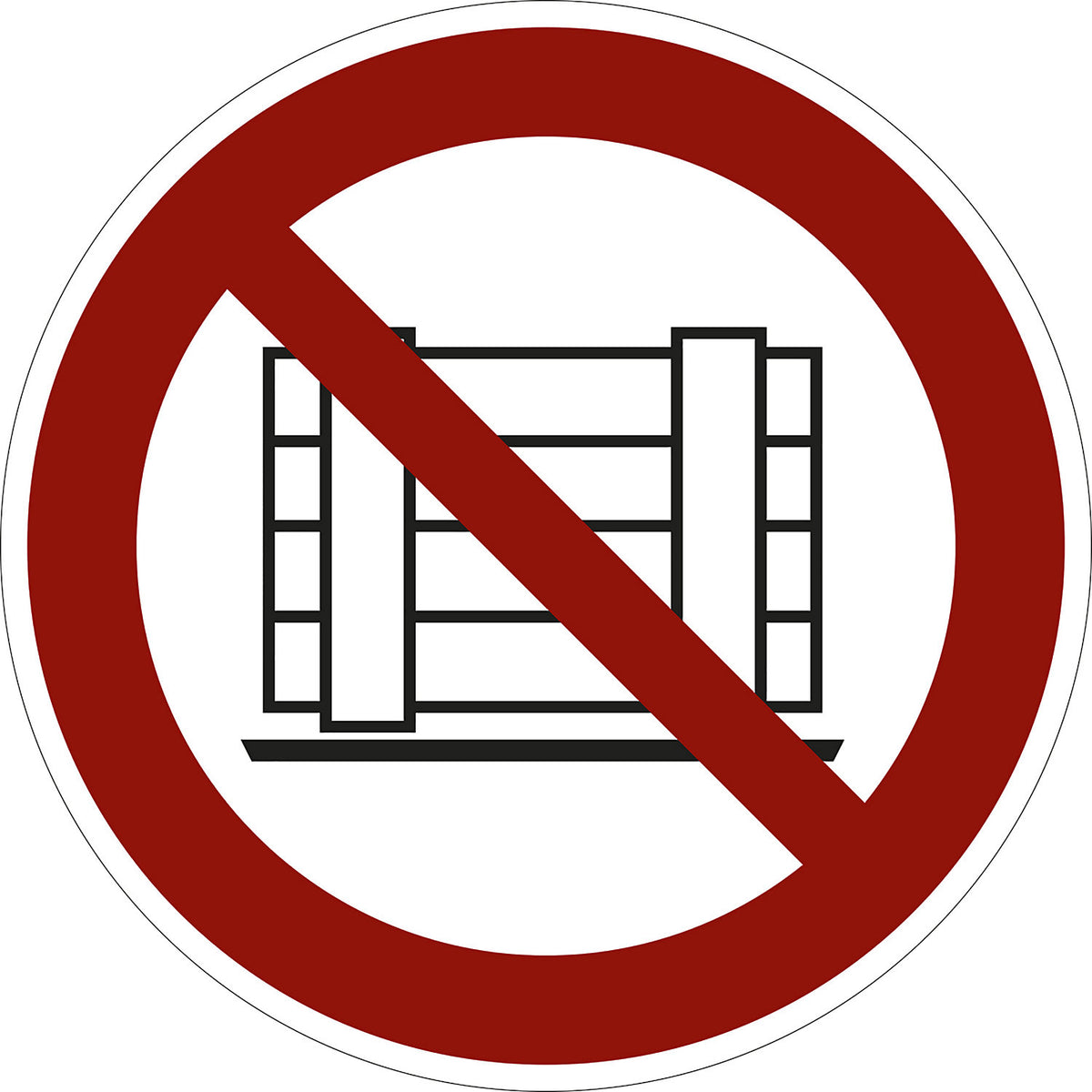 Prohibition sign, placing and storing items prohibited, pack of 10, plastic, Ø 200 mm.