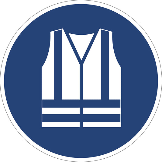 Mandatory signs, use high visibility clothing, pack of 10, film, Ø 200 mm.