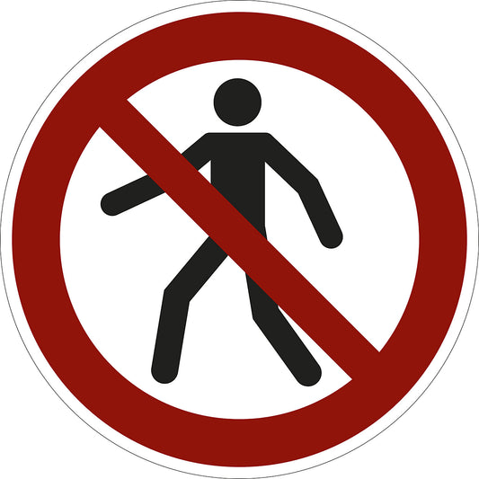 Prohibition sign, no pedestrian access, pack of 10, film, Ø 200 mm.