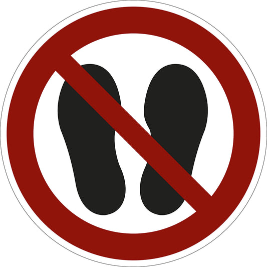 Prohibition sign, no stepping on surface, pack of 10, film, Ø 200 mm.