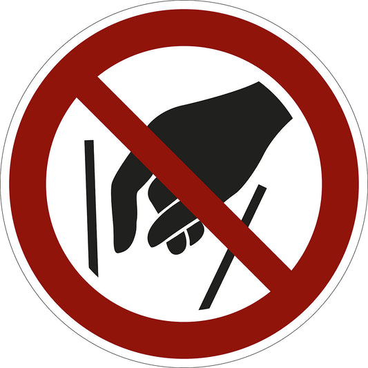 Prohibition sign, no reaching in, pack of 10, plastic, Ø 200 mm.