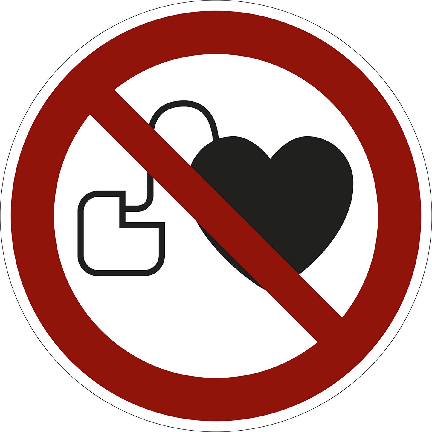 Prohibition sign, no access for people with active implanted cardiac devices, pack of 10, film, Ø 100 mm.