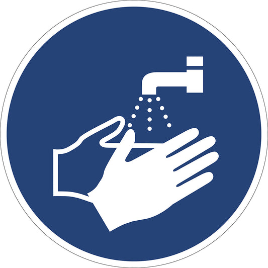 Mandatory signs, wash your hands, pack of 10, film, Ø 100 mm.