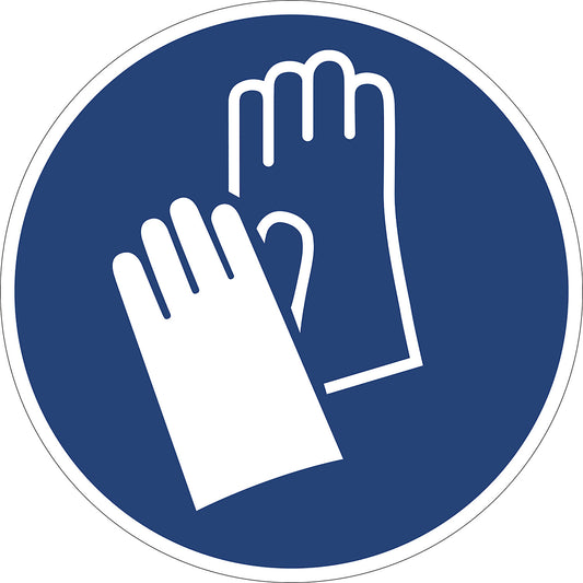 Mandatory signs, wear protective gloves, pack of 10, plastic, Ø 200 mm.