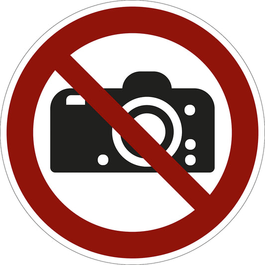 Prohibition sign, no photography, pack of 10, plastic, Ø 200 mm.
