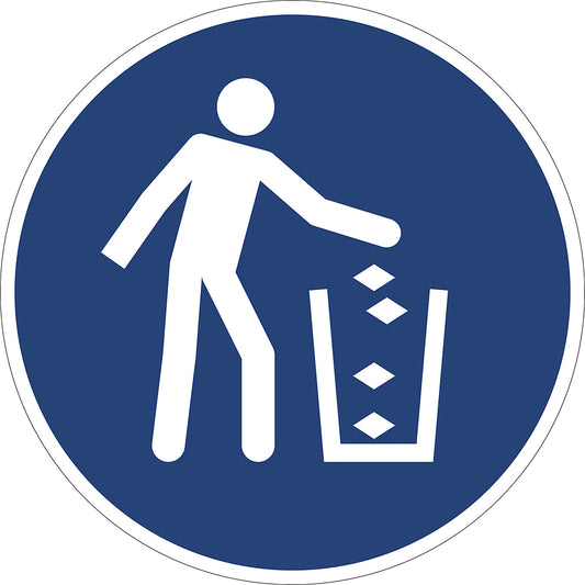 Mandatory signs, use litter bin, pack of 10, plastic, Ø 200 mm.