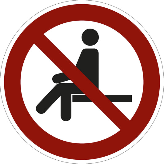 Prohibition sign, no sitting, pack of 10, plastic, Ø 200 mm.