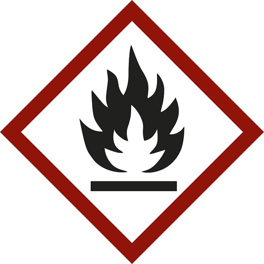 Hazardous materials label, flame, pack of 10, film, 105 x 105 mm.