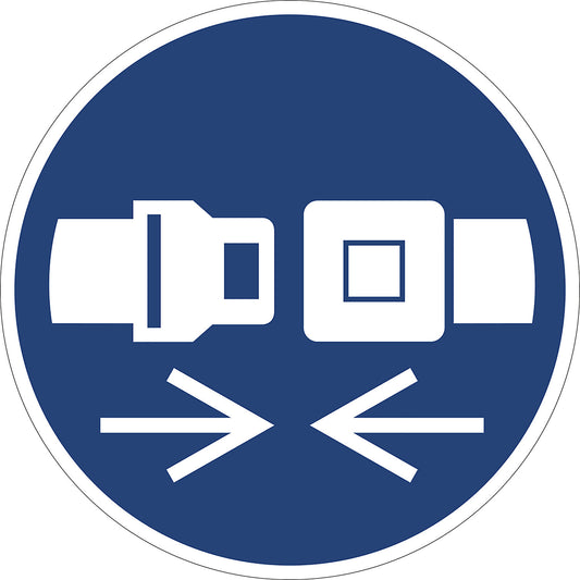 Mandatory signs, use restraint system, pack of 10, plastic, Ø 200 mm.