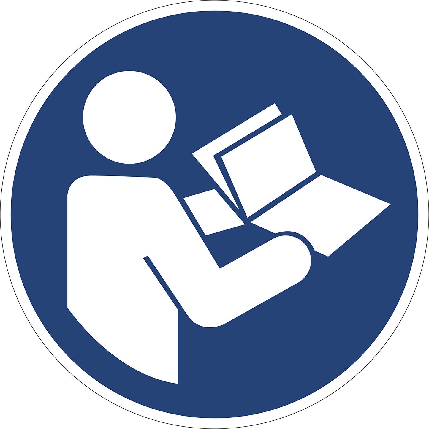 Mandatory signs, refer to instruction manual/booklet, pack of 10, plastic, Ø 200 mm.