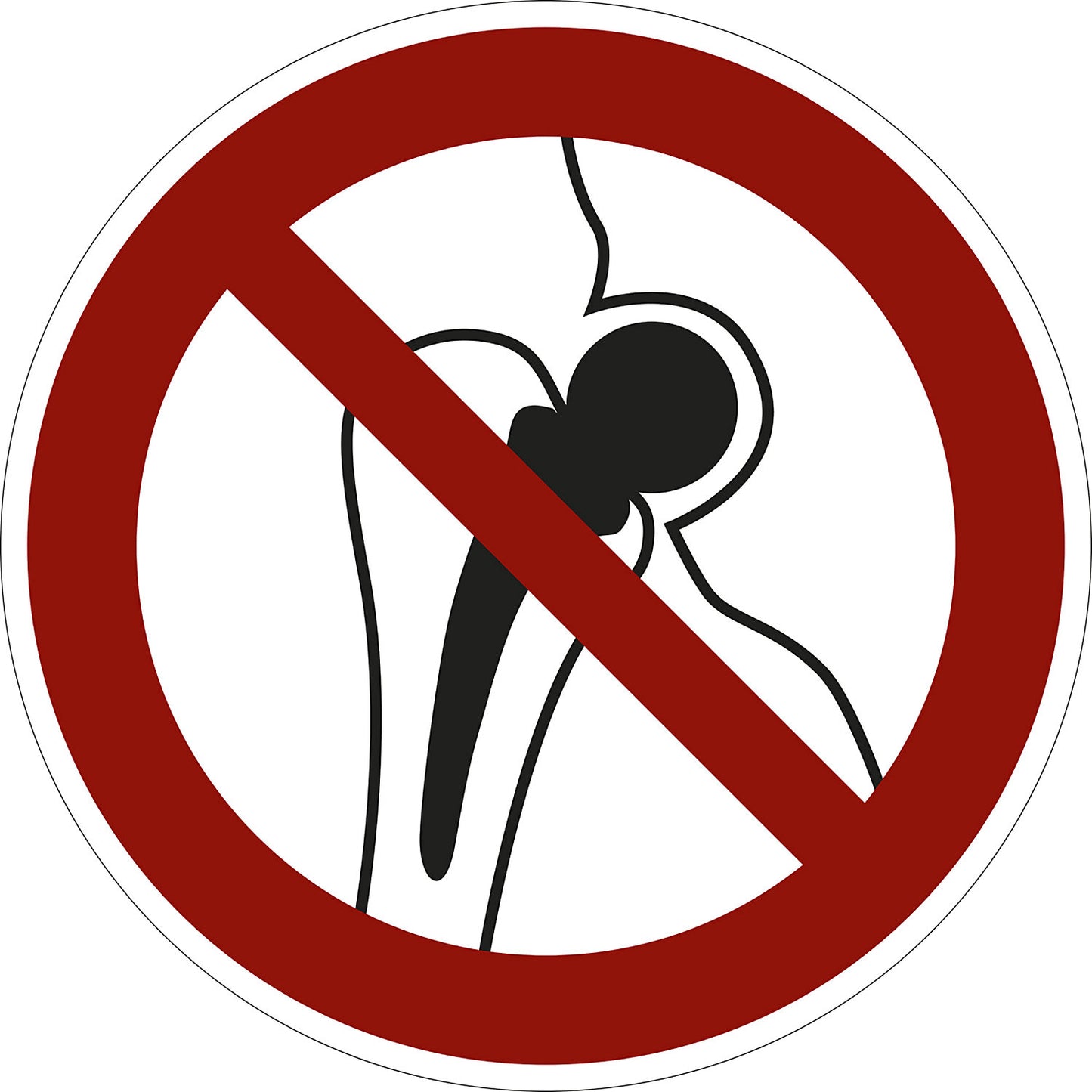 Prohibition sign, no access for persons with metallic implants, pack of 10, film, Ø 200 mm.