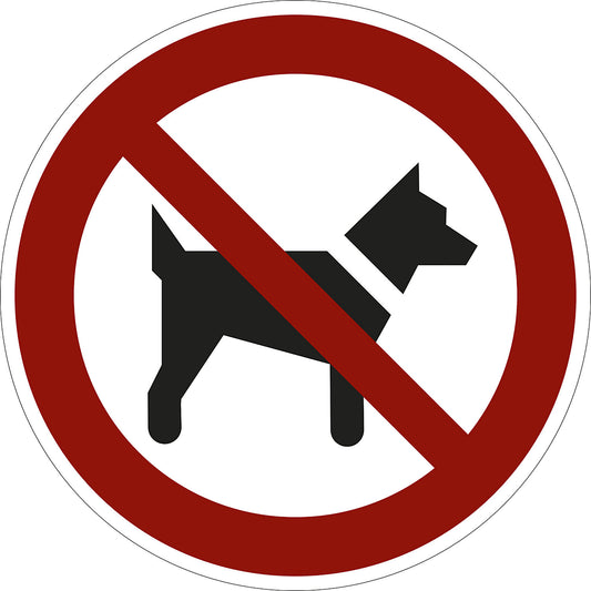 Prohibition sign, no dogs, pack of 10, film, Ø 200 mm.