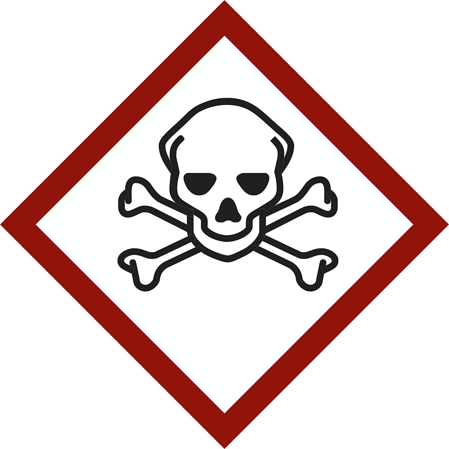 Hazardous materials label, skull and crossbones, pack of 10, film, 105 x 105 mm.