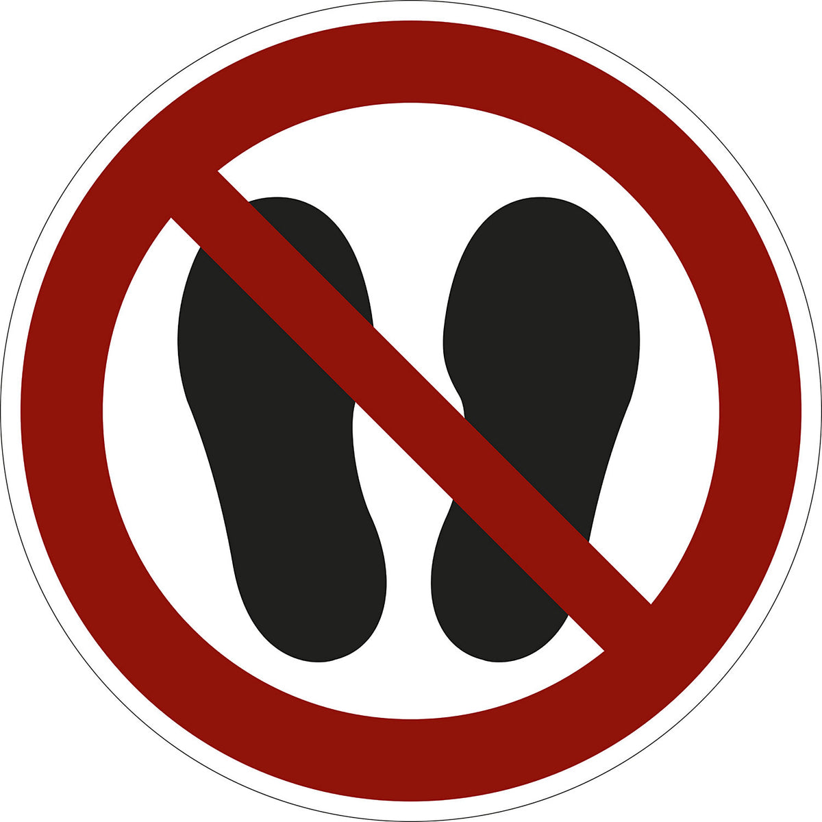 Prohibition sign, no stepping on surface, pack of 10, plastic, Ø 200 mm.