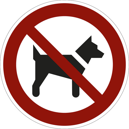 Prohibition sign, no dogs, pack of 10, film, Ø 100 mm.