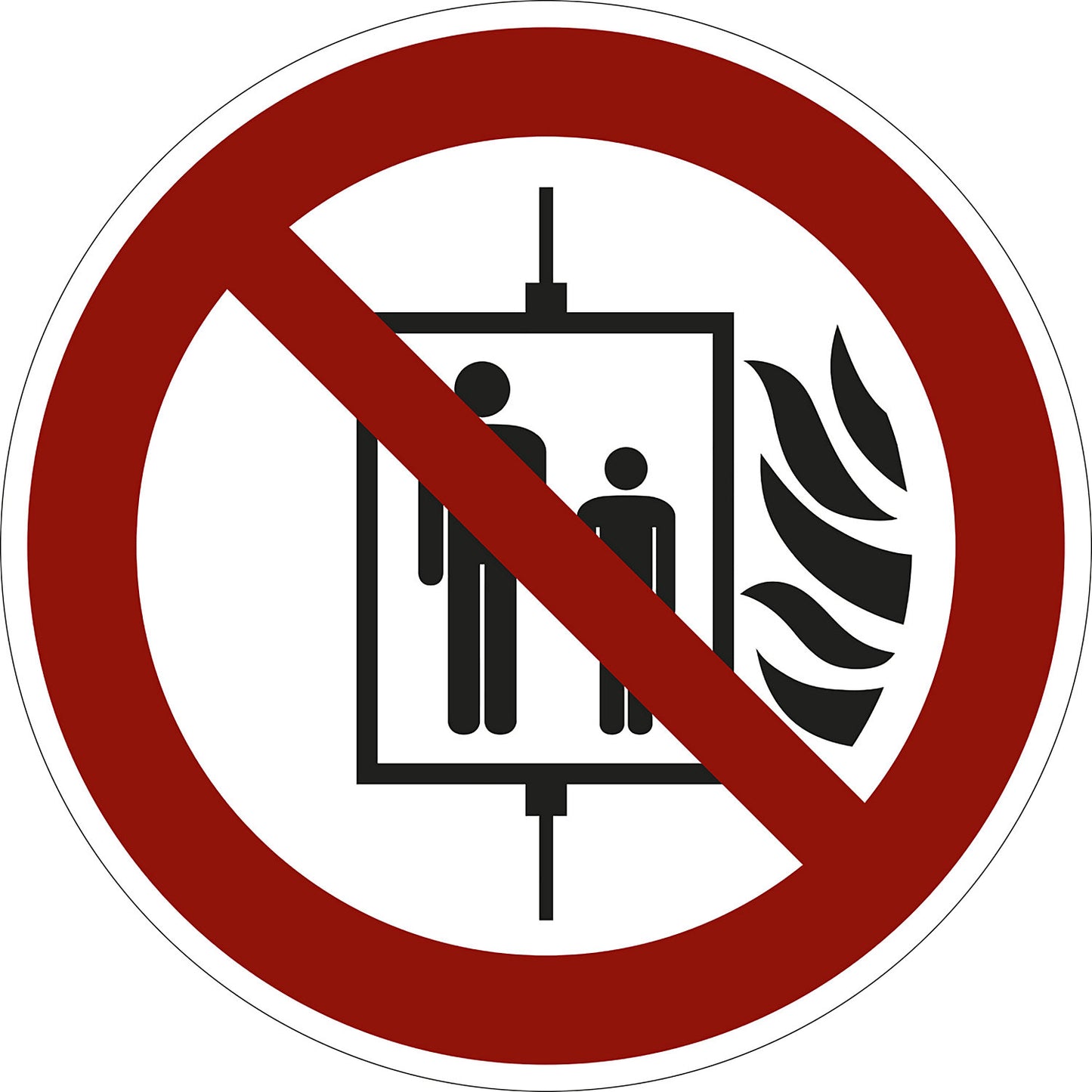 Prohibition sign, do not use lift in the event of fire, pack of 10, film, Ø 200 mm.
