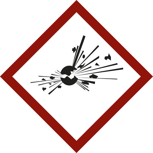 Hazardous materials label, exploding bomb, pack of 10, film, 105 x 105 mm.