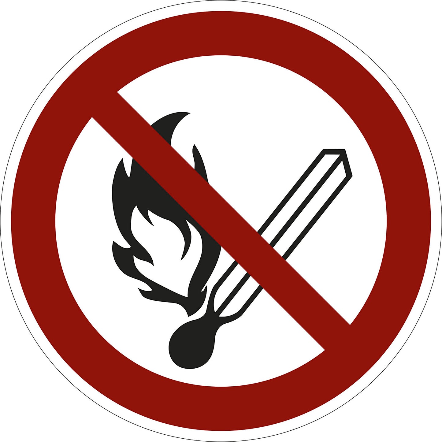 Prohibition sign, fire, open ignition source and smoking prohibited, pack of 10, film, Ø 100 mm.