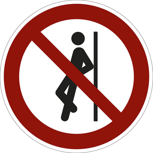 Prohibition sign, no leaning against, pack of 10, film, Ø 100 mm.