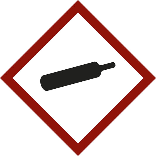 Hazardous materials label, gas canister, pack of 10, film, 105 x 105 mm.