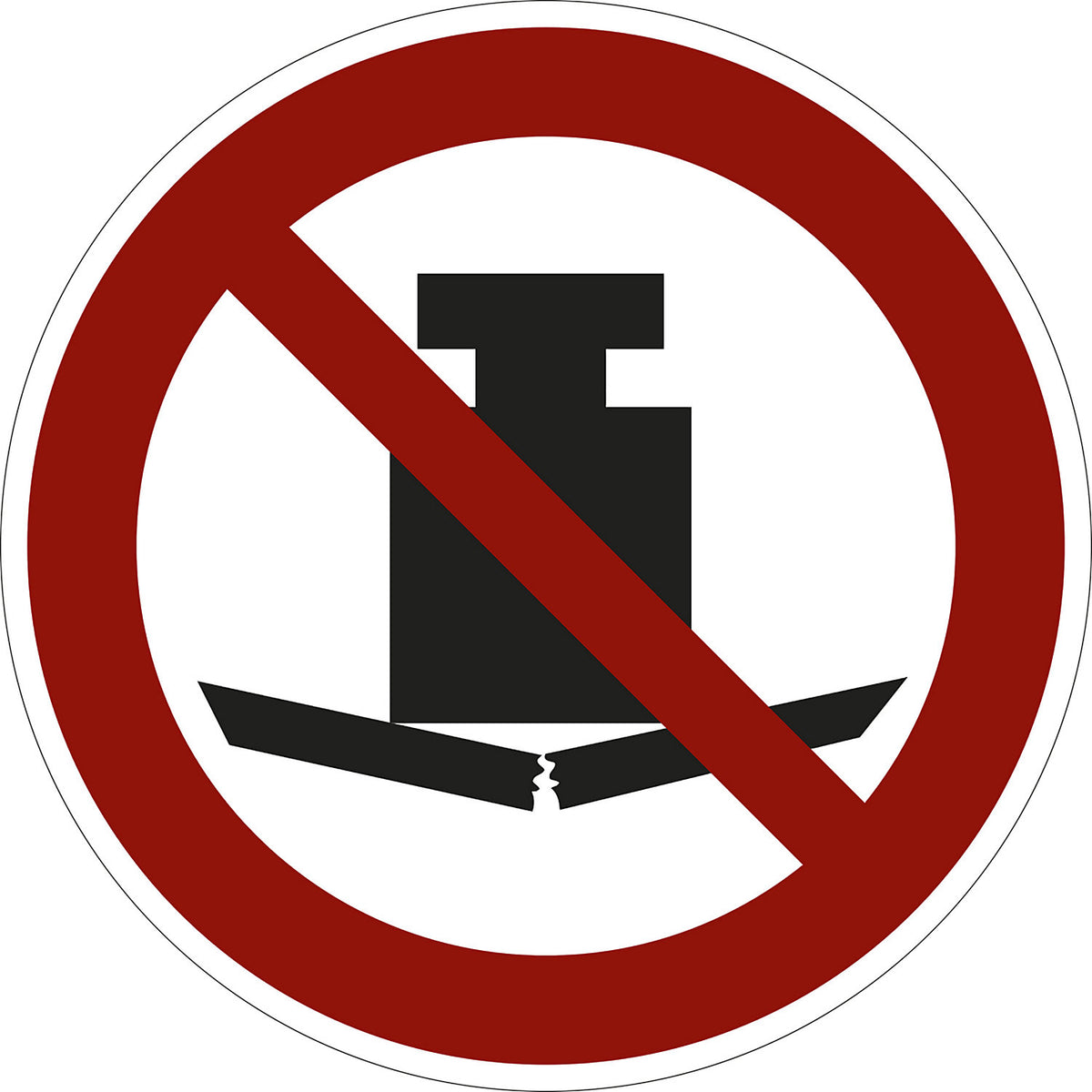 Prohibition sign, no heavy loads, pack of 10, film, Ø 100 mm.