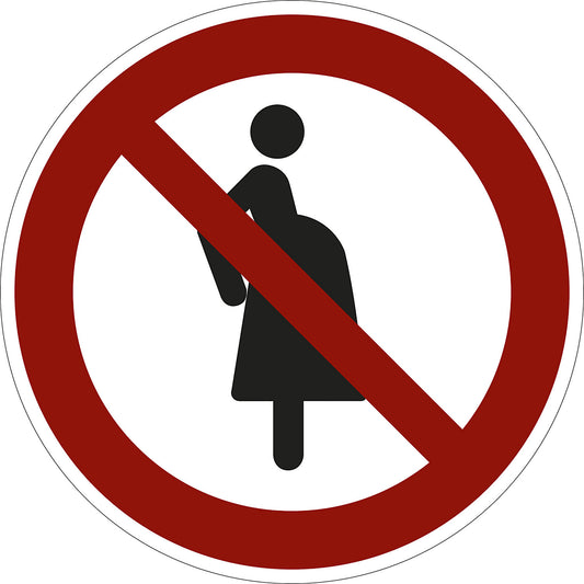 Prohibition sign, not for pregnant women, pack of 10, film, Ø 200 mm.