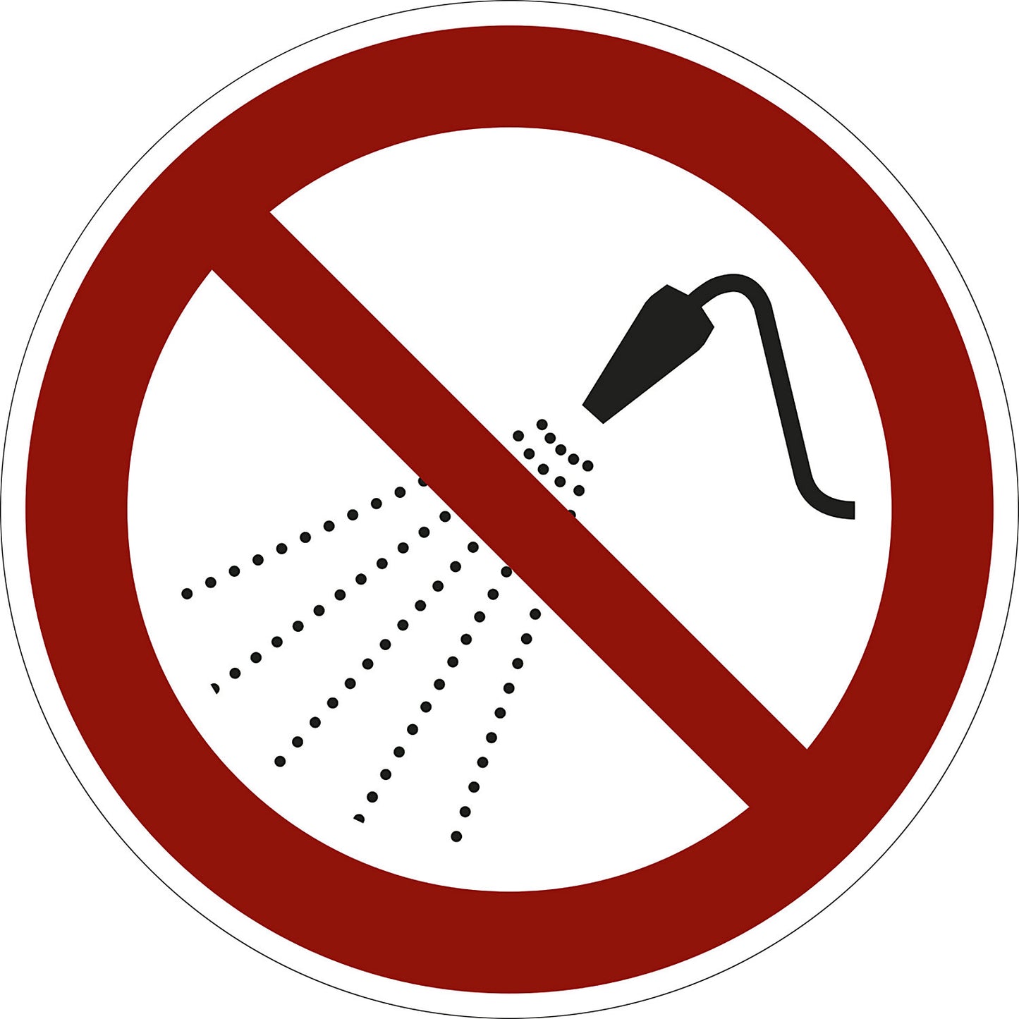Prohibition sign, do not spray with water, pack of 10, film, Ø 200 mm.