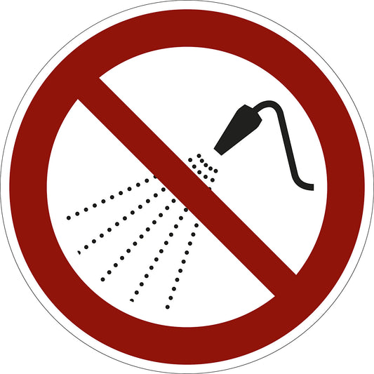 Prohibition sign, do not spray with water, pack of 10, film, Ø 200 mm.