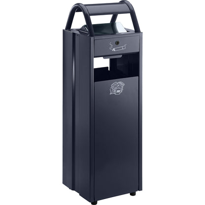 Waste collector with ashtray and rain protection hood, capacity 35 l, WxHxD 300 x 960 x 250 mm, black grey RAL 7021.