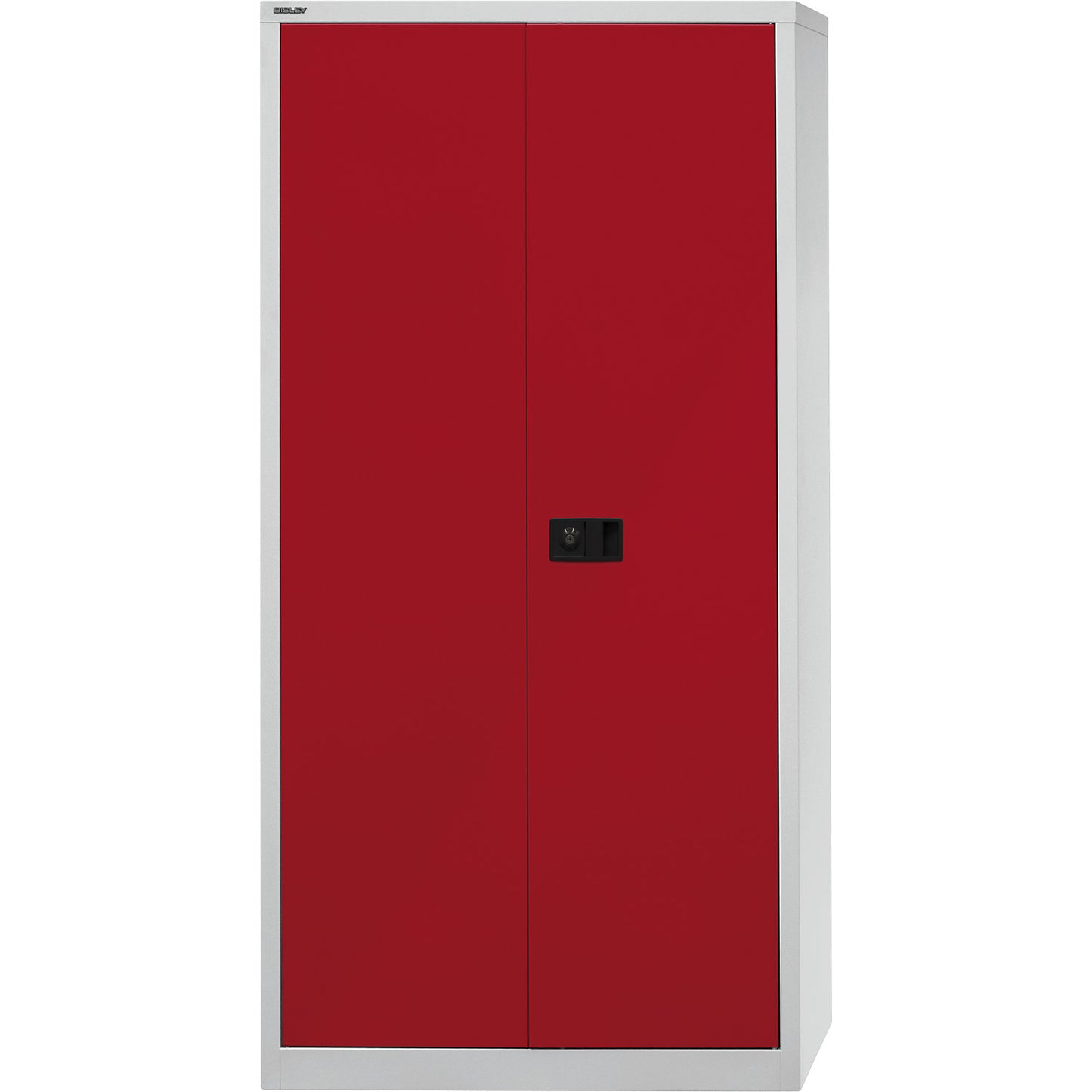 UNIVERSAL double door cupboard, HxWxD 1950 x 914 x 400 mm, 4 zinc plated shelves, 5 file heights, light grey / cardinal red.