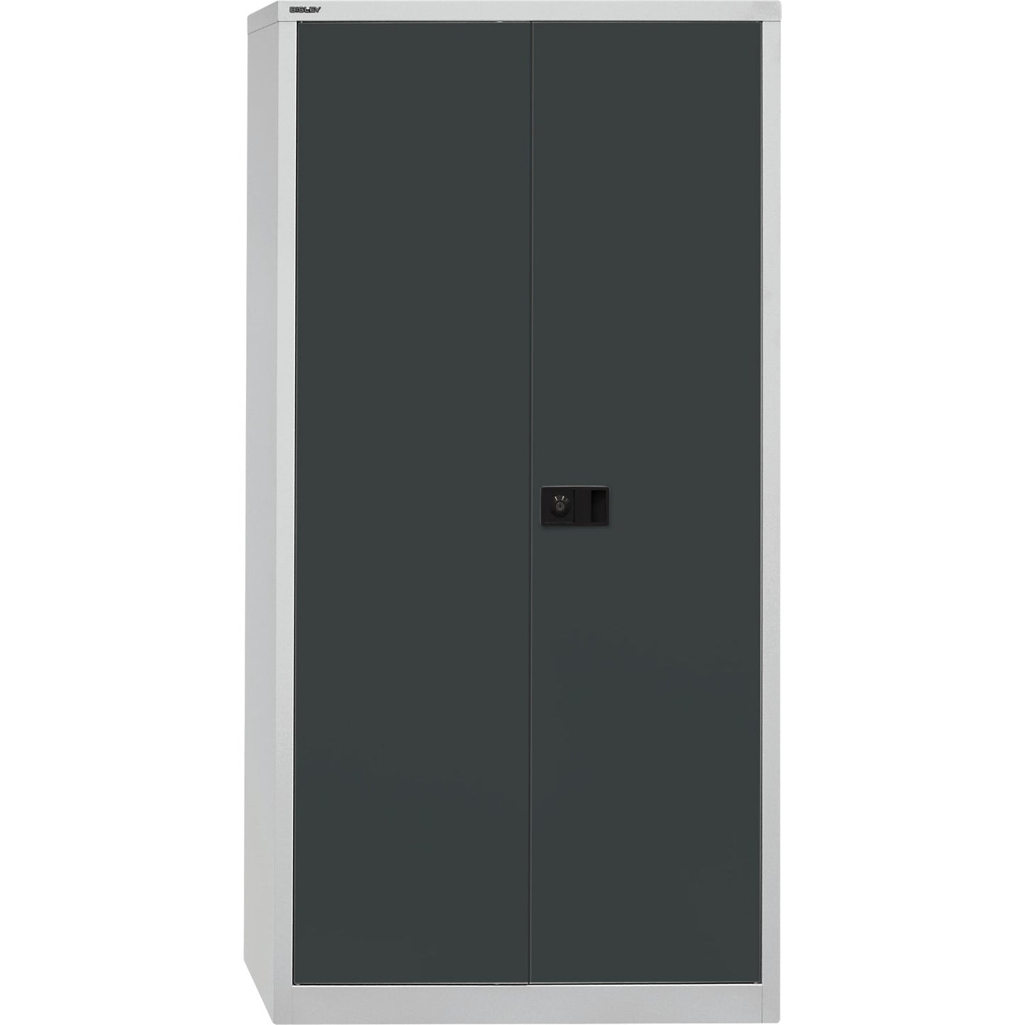 UNIVERSAL double door cupboard, HxWxD 1950 x 914 x 500 mm, 4 zinc plated shelves, 5 file heights, light grey / charcoal.