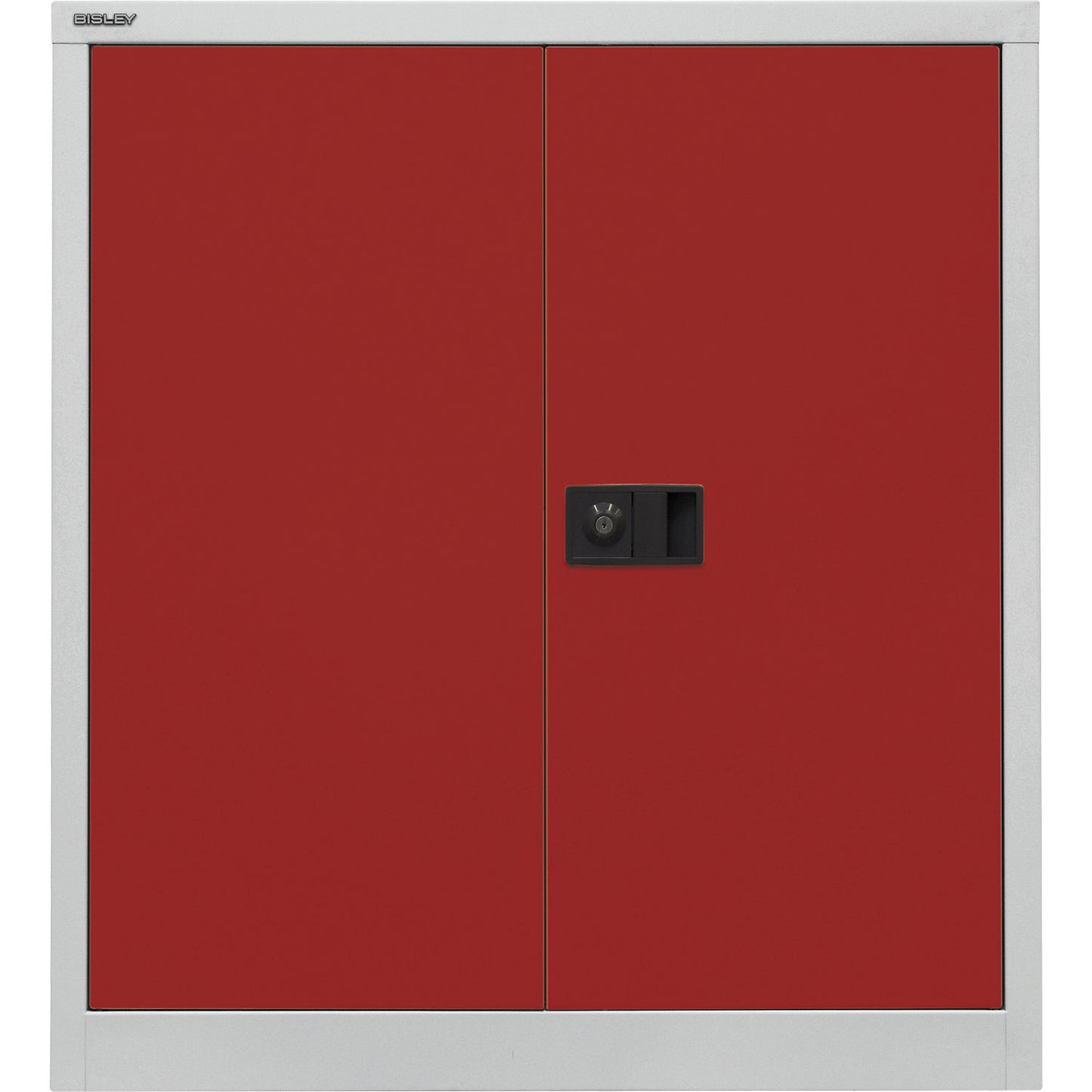 UNIVERSAL double door cupboard, HxWxD 1000 x 914 x 400 mm, 1 zinc plated shelf, 2 file heights, light grey / cardinal red.