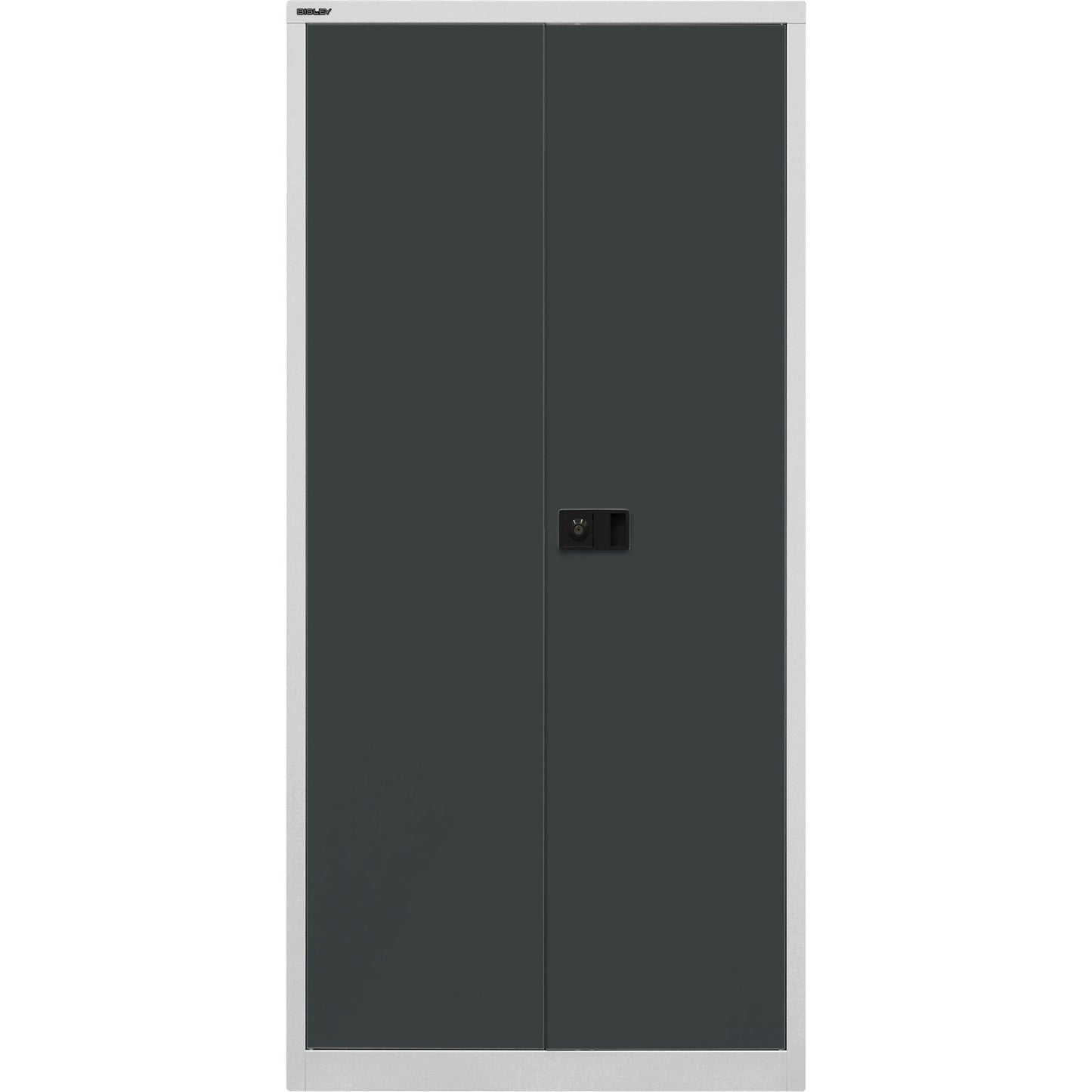 UNIVERSAL double door cupboard, HxWxD 1950 x 914 x 500 mm, 4 zinc plated shelves, 5 file heights, light grey / charcoal.