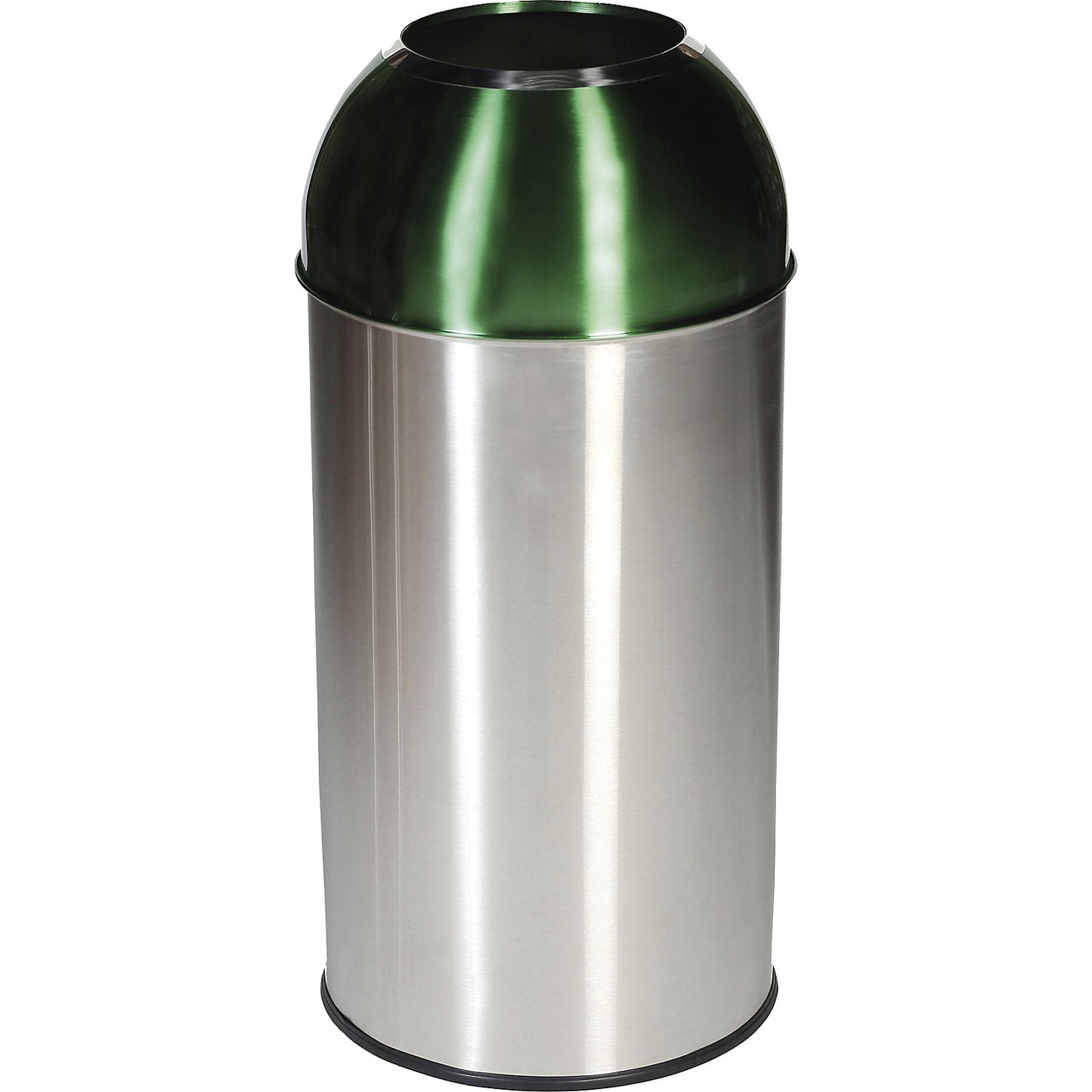 Stainless steel waste collector, capacity 40 l, WxHxD 350 x 740 x 350 mm, green lid.