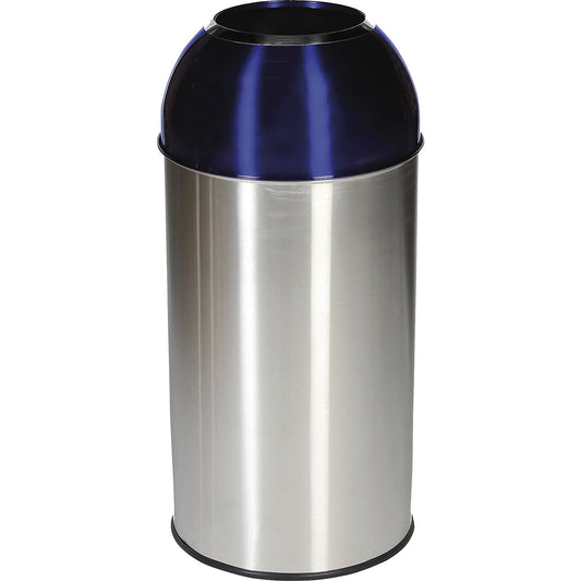 Stainless steel waste collector, capacity 40 l, WxHxD 350 x 740 x 350 mm, blue lid.
