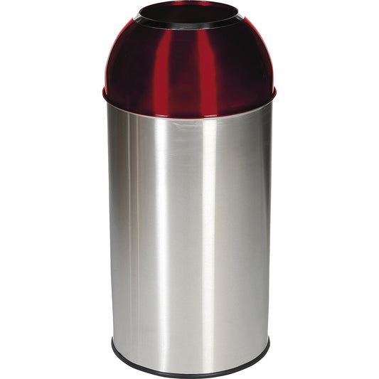 Stainless steel waste collector, capacity 40 l, WxHxD 350 x 740 x 350 mm, red lid.