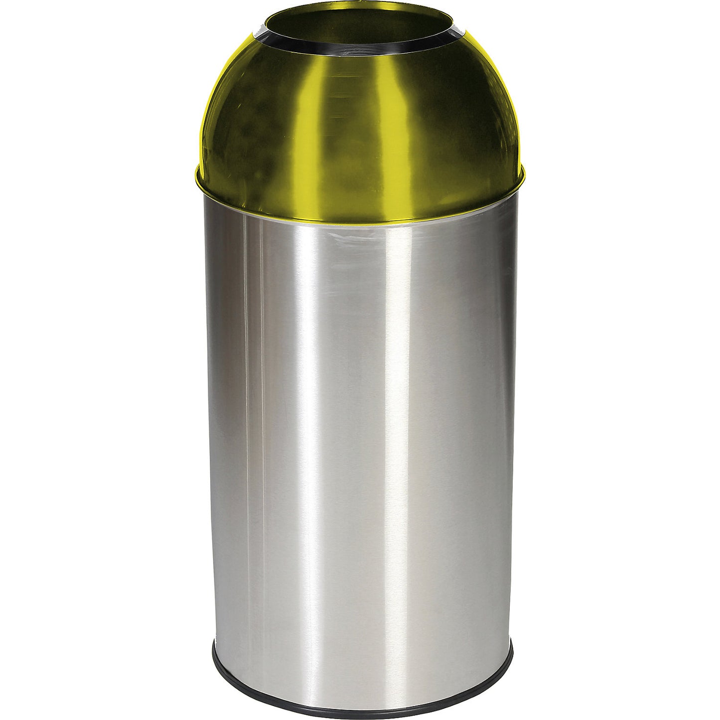 Stainless steel waste collector, capacity 40 l, WxHxD 350 x 740 x 350 mm, yellow lid.