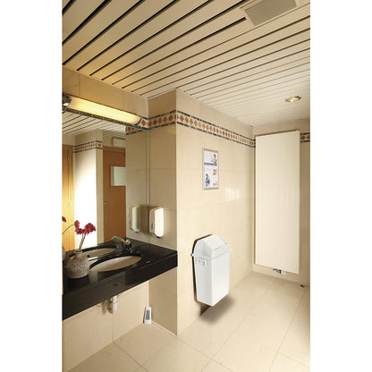 Swing bin, capacity 40 l, white, with wall mount.