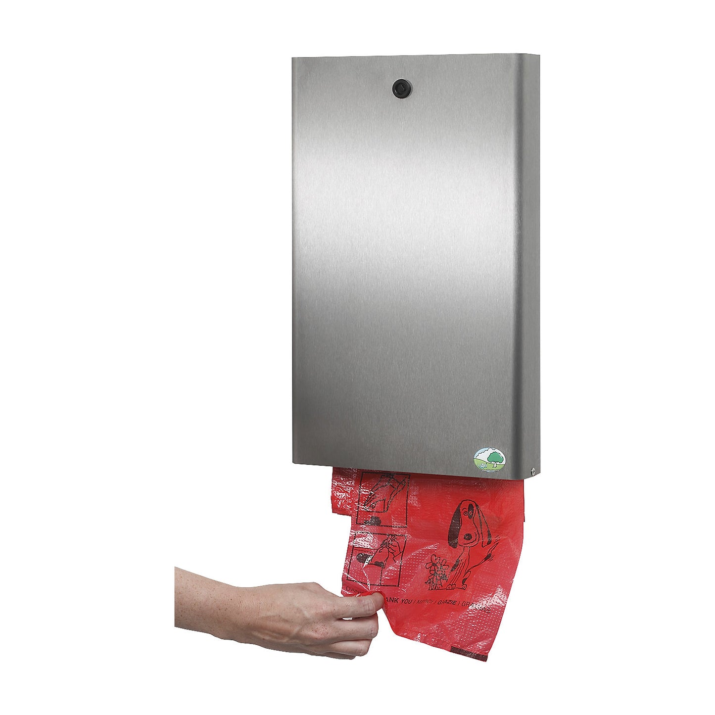 Doggy bag dispenser, HxWxD 430 x 265 x 60 mm, stainless steel.