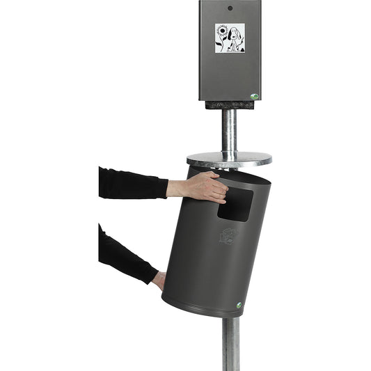 Dog waste bin, capacity 30 l, HxWxD 2000 x 350 x 480 mm, silver grey.